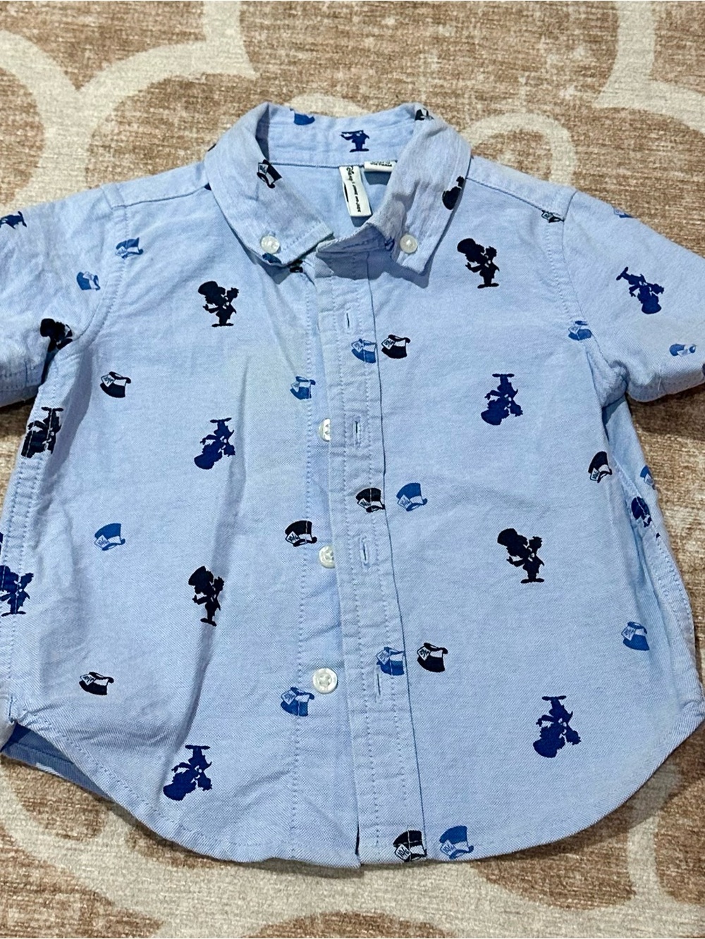 Disney x Janie and Jack Boys Light Blue Button-Up Shirt with Character Hat Theme